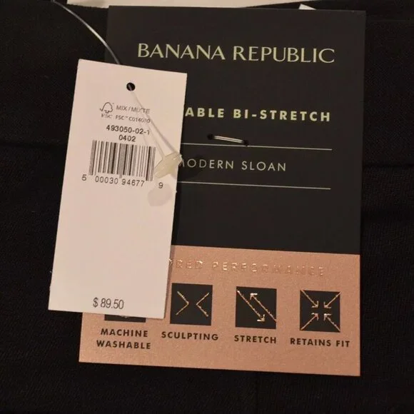 Banana Republic women's Sloan Skinny Pants Navy Color size 4 short New With Tags - Picture 2 of 3